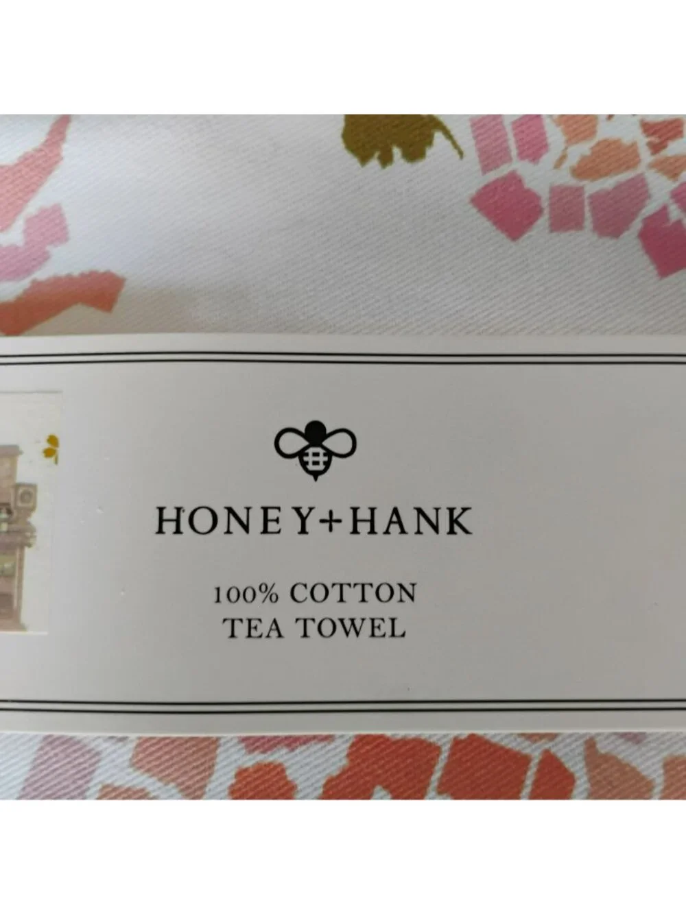 Honey + Hank 100% Cotton Tea Towel With Pink Mosaic Floral Design